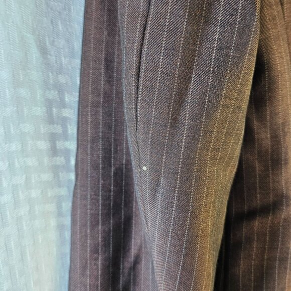 Escada Margaretha Ley Brown Pinstripe Button-Up Wool Mohair suit dress - Picture 12 of 15